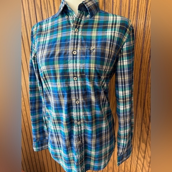 American Eagle outfitters athletic fit plaid colored button down shirt - Picture 7 of 12
